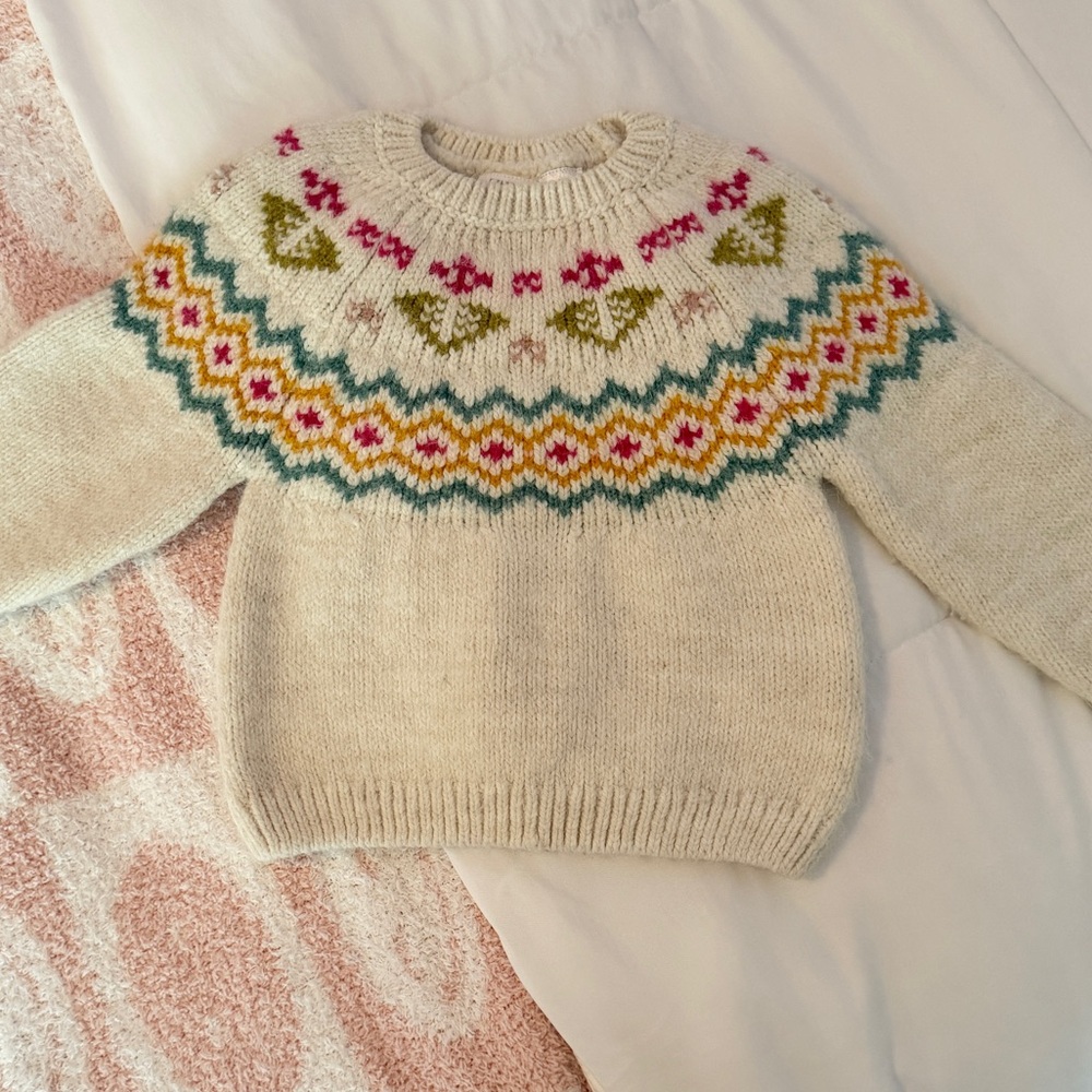 Zara Cream Multicolor Patterned Sweater